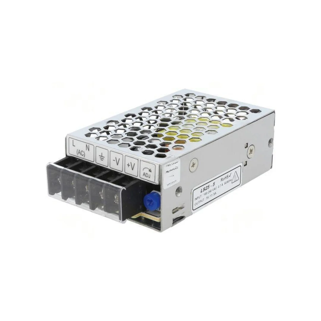 Zasilacz impulsowy do wbudowania, modułowy, 25W, 5A, 5V DC, listwa zaciskowa, LS25-5