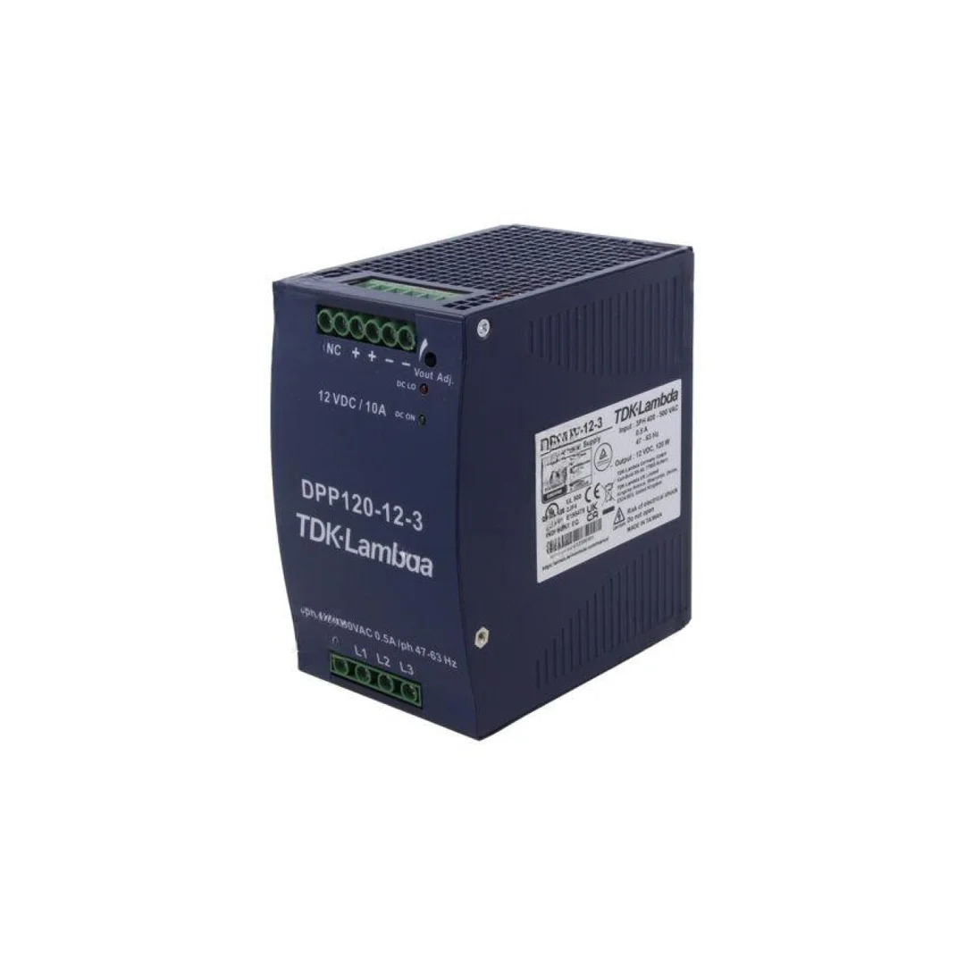 Zasilacz impulsowy na szynę DIN, 120W, 10A, 12V DC, 3 x 340...575V AC, listwa zaciskowa, DPP120-12-3