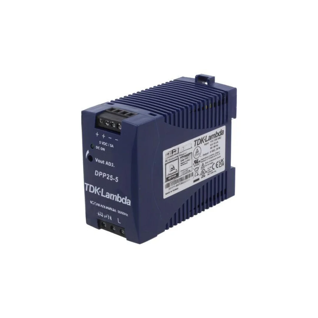 Zasilacz impulsowy na szynę DIN, 25W, 5A, 5V DC, listwa zaciskowa, DPP25-5