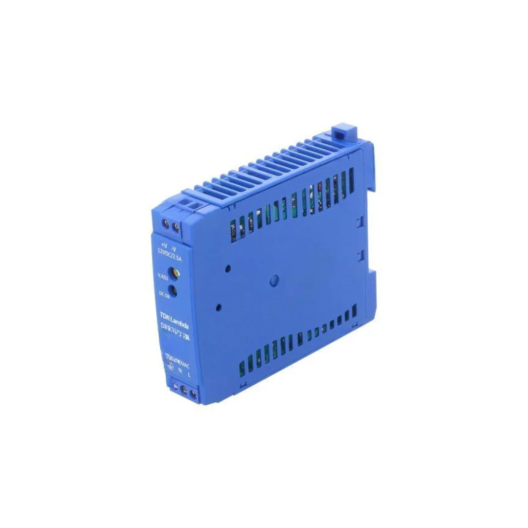 Zasilacz impulsowy na szynę DIN, 30W, 2,5A, 12V DC, listwa zaciskowa, DRB30-12-1