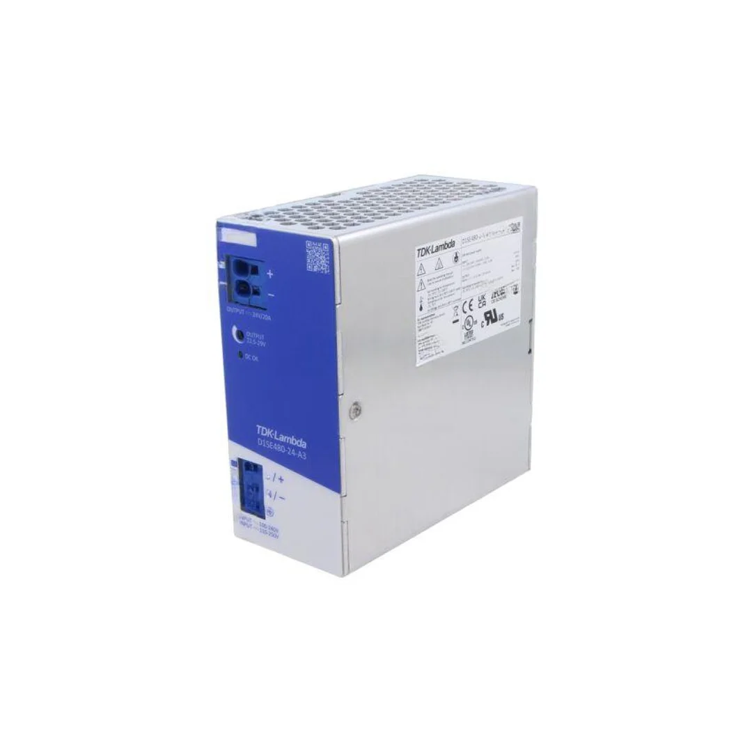 Zasilacz impulsowy na szynę DIN, 480W, 0...20A, 24V DC, 22,5...29V DC, Push-in, zaciski push-in, D1SE480-24-A3