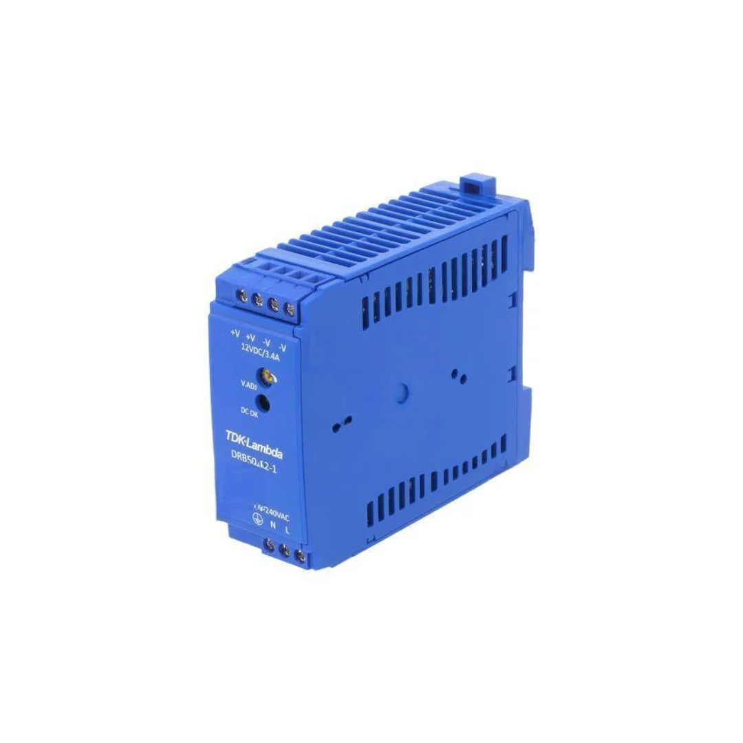 Zasilacz impulsowy na szynę DIN, 50W, 3,4A, 12V DC, listwa zaciskowa, DRB50-12-1