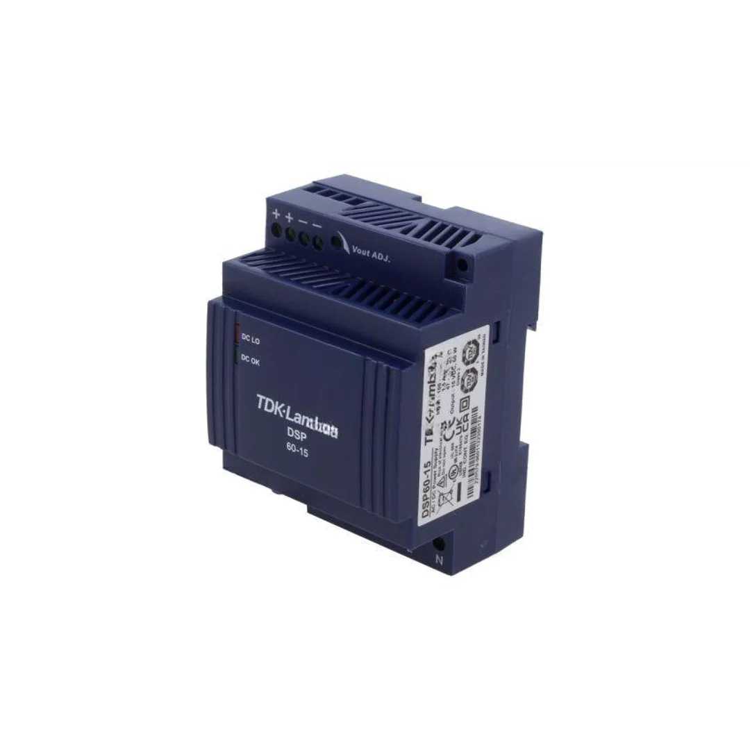 Zasilacz impulsowy na szynę DIN, 60W, 4A, 15V DC, listwa zaciskowa, DSP60-15