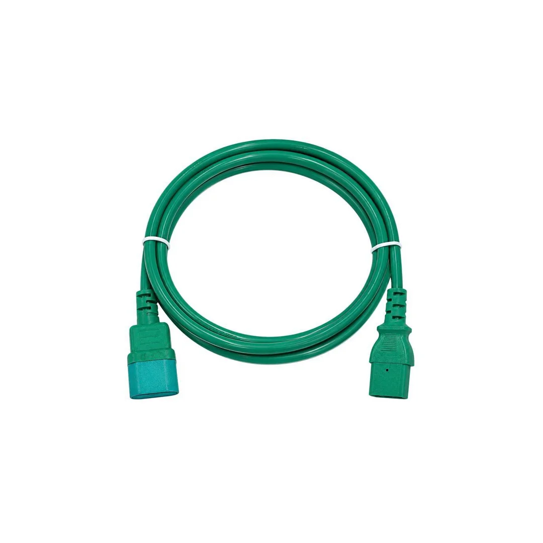 Przedłużacz komputerowy Kabel zasilający (230V 10A) do komputerów i zasilaczy UPS złącza IEC320 (C14 / C13) zielony 0,8m NEKU