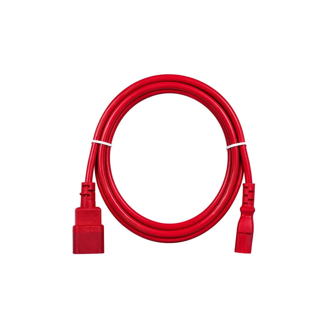 Przedłużacz komputerowy Kabel zasilający (230V 10A) do komputerów i zasilaczy UPS złącza IEC320 (C14 / C13) czerwony 3m NEKU