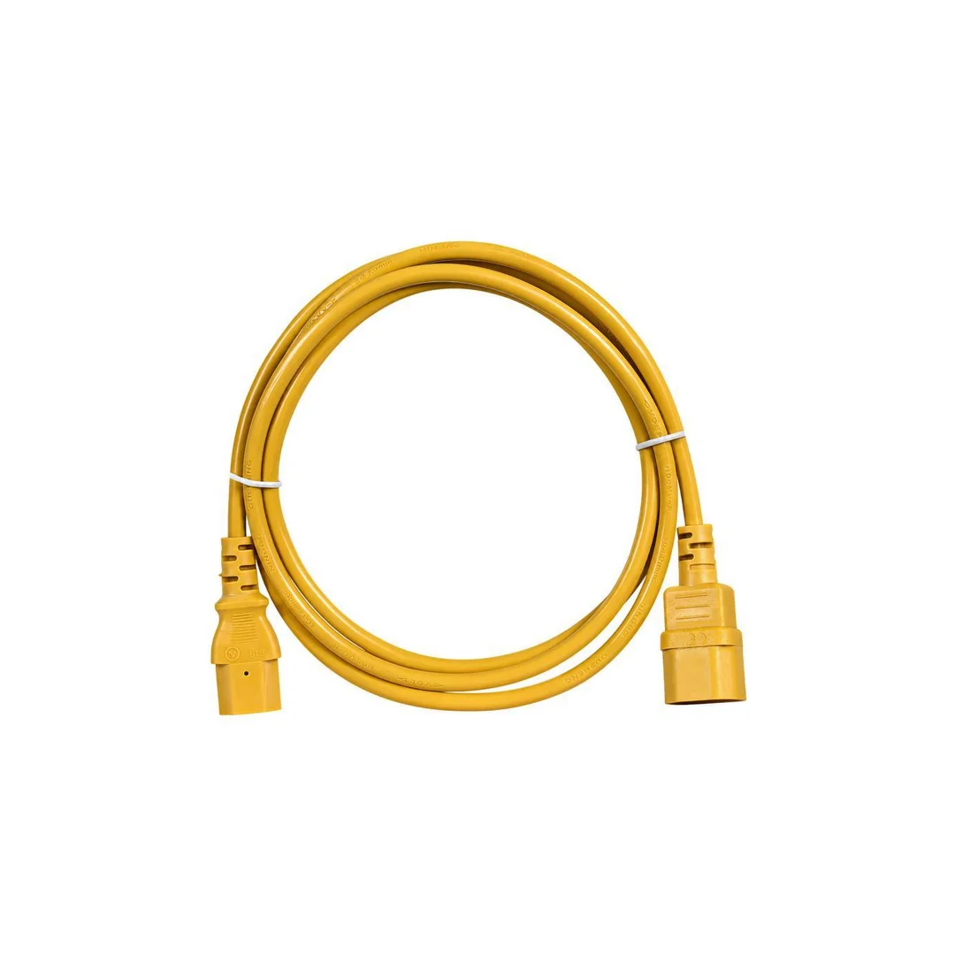 Przedłużacz komputerowy Kabel zasilający (230V 10A) do komputerów i zasilaczy UPS złącza IEC320 (C14 / C13) żółty 0,8m NEKU