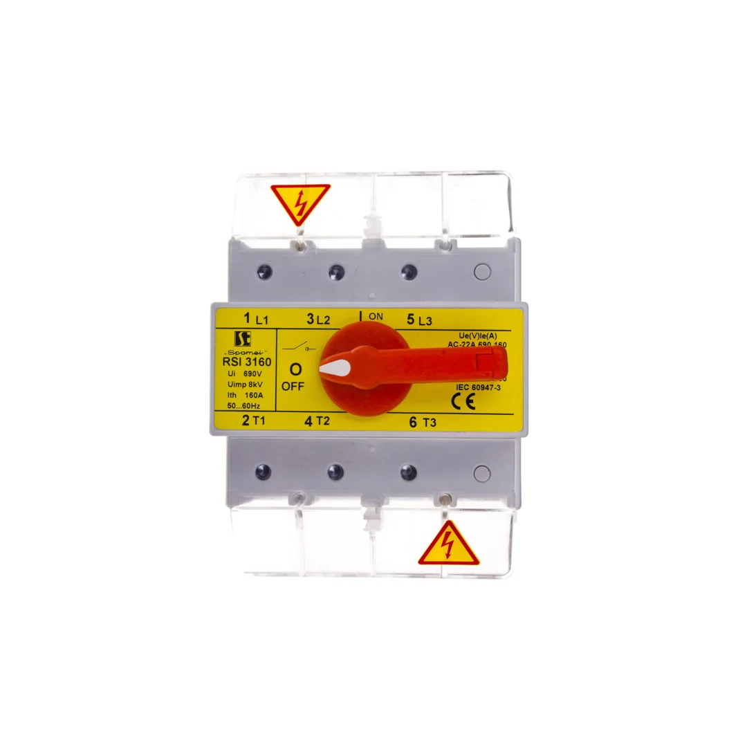 Rozłącznik izolacyjny 3P 160A z pokretłem na rozłączniku RSI-3160W03