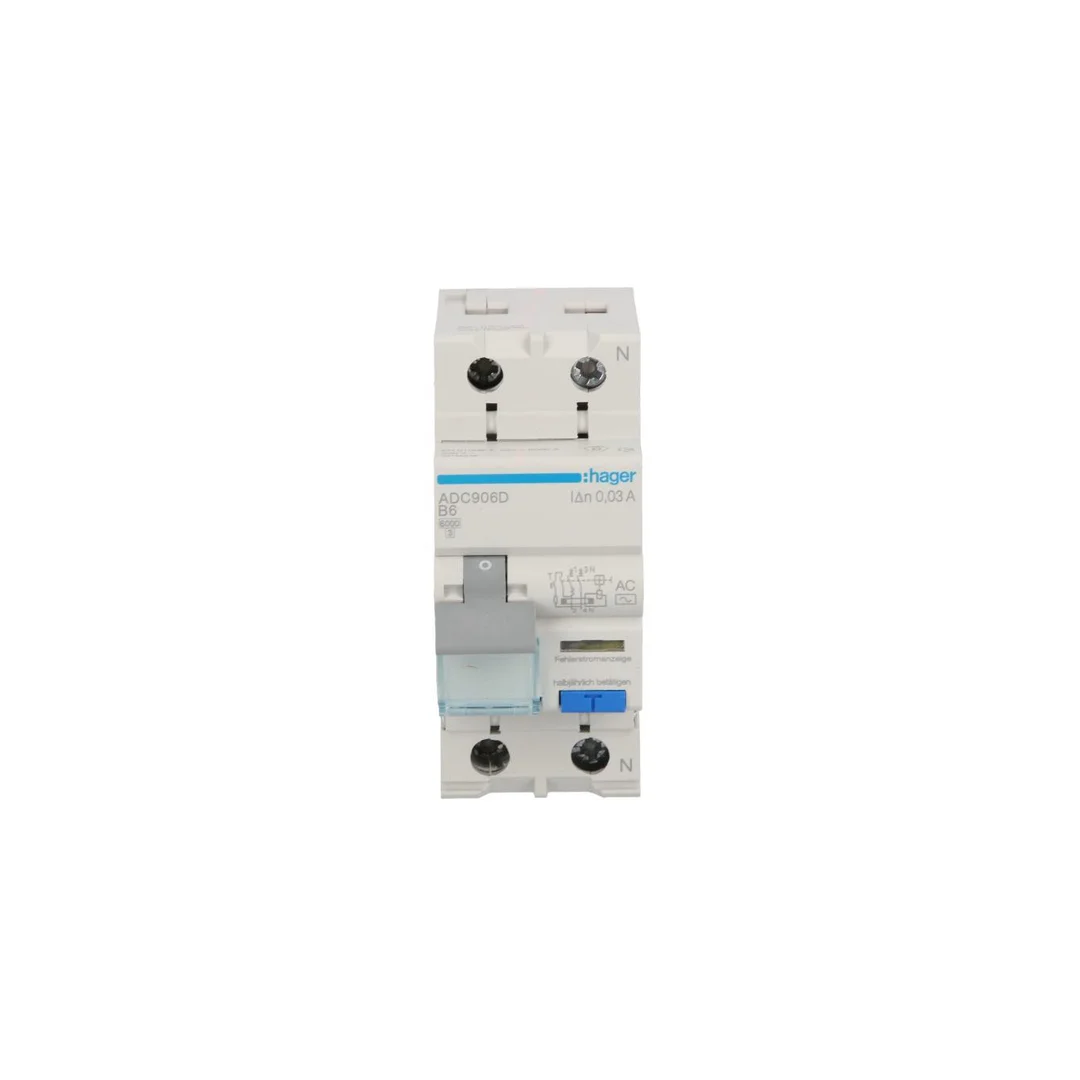 Wyłącznik różnicowo-nadprądowy RCBO 2P B6A 0,03A Typ AC ADC906D