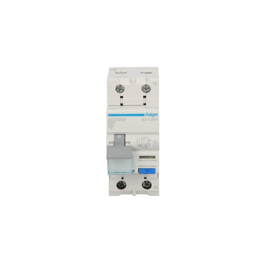 Wyłącznik różnicowo-nadprądowy RCBO 2P B20A 0,03A Typ AC ADC920D