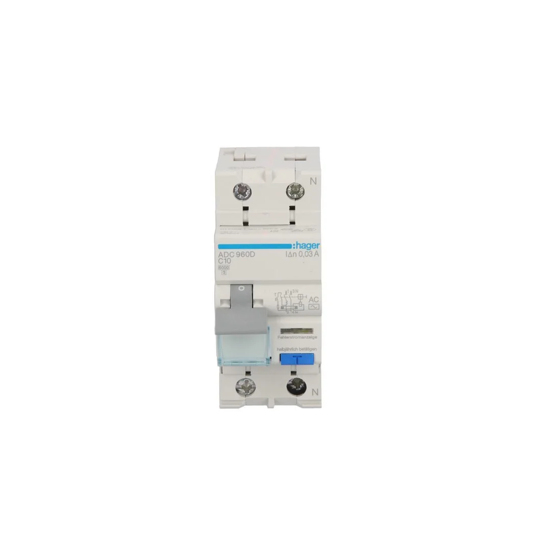 Wyłącznik różnicowo-nadprądowy RCBO 2P C10A 0,03A Typ AC ADC960D