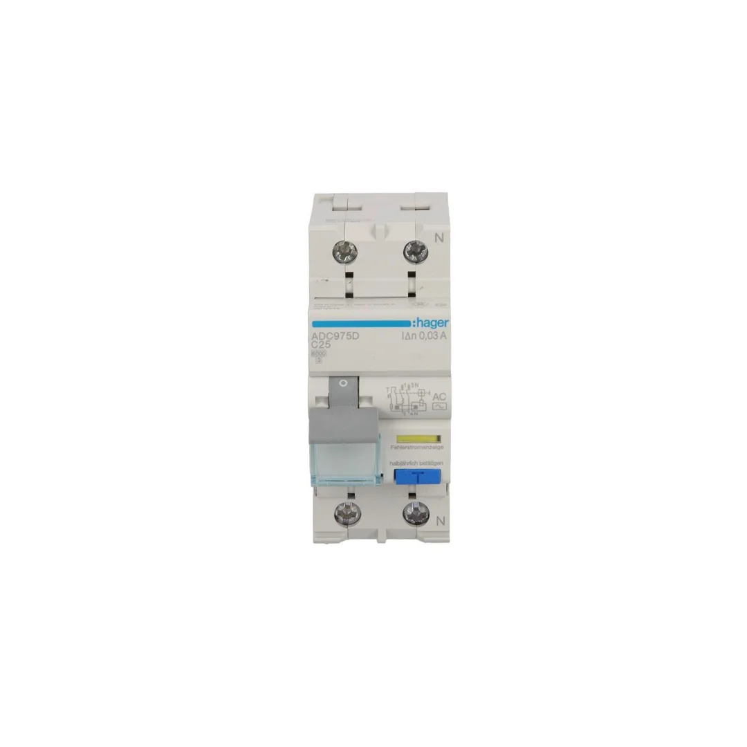 Wyłącznik różnicowo-nadprądowy RCBO 2P C25A 0,03A Typ AC ADC975D