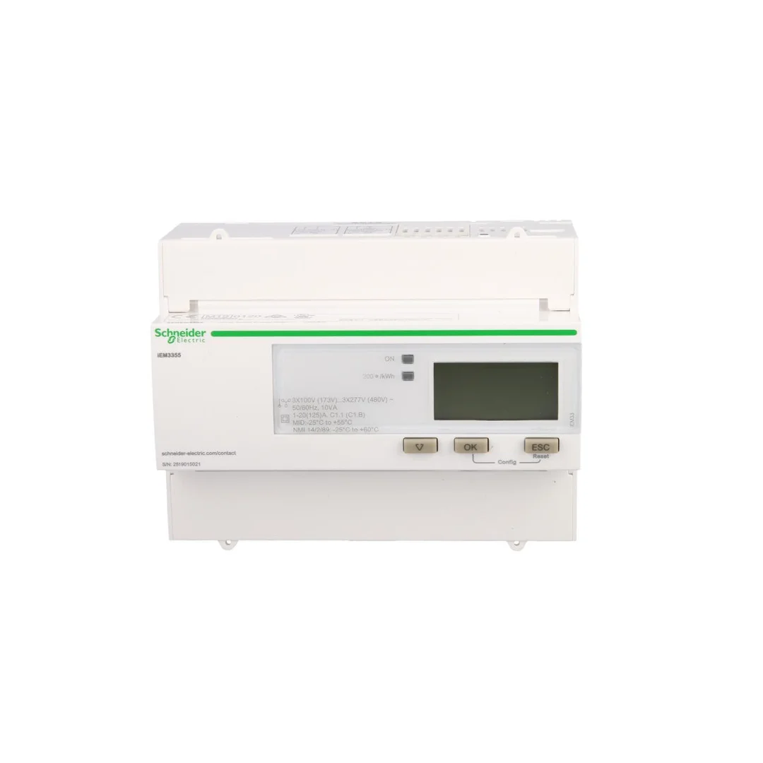 Licznik energii elektrycznej 1/3-fazowy 125A 100-277/173-480V kl.1/B Modbus MID taryfowy cyfrowy modułowy A9MEM3355