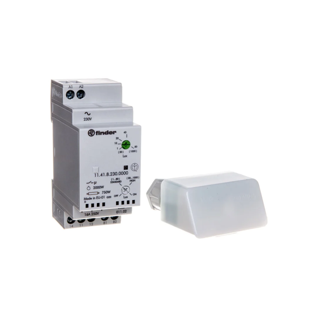 Wyłącznik zmierzchowy 1P 16A 230V AC 35mm IP20 czujnik zewnętrzny IP54 1-80lx 11.41.8.230.0000