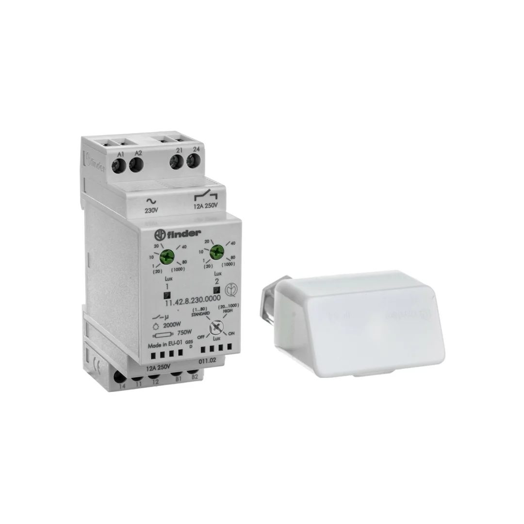 Wyłącznik zmierzchowy 1P 1Z 12A 230V AC niezależne wyjścia i dwie nastawy 1-80lx 11.42.8.230.0000
