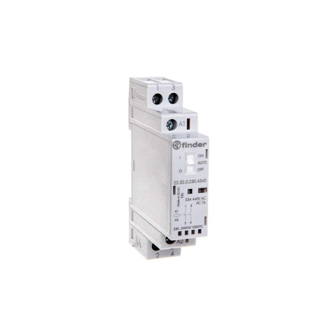 Stycznik modułowy 2Z 25A 230V AC/DC funkcja Auto-On-Off, wskaźnik zadziałaniua + LED 17,5mm 22.32.0.230.4340
