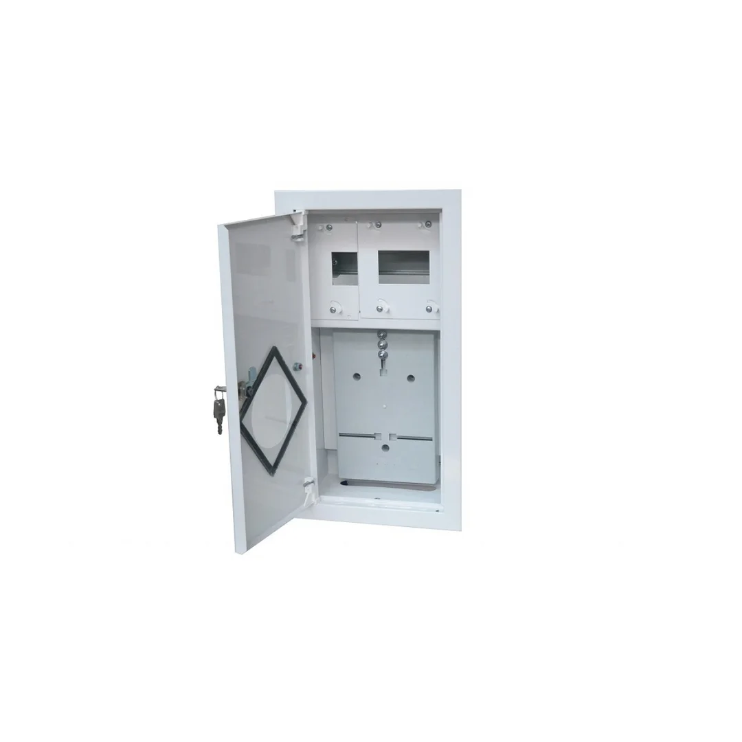 Rozdzielnia podtynkowa metalowa 1 X TL 1F na licznik elektroniczny + 6 zabezpieczeń zamek okienko RAL 9003A-RW6E
