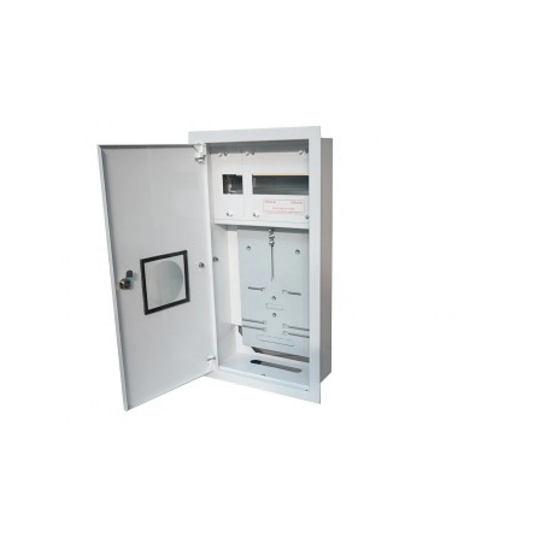 Rozdzielnia podtynkowa metalowa 1 X TL 3F na licznik elektroniczny + 11 zabezpieczeń zamek okienko RAL 9003A-RW12E