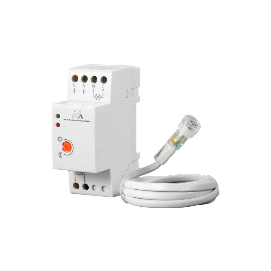 Wyłącznik czujnik zmierzchowy na szynę DIN z zewnętrzną sondą Maclean MCE83 220-240V/AC, 50Hz 20A. MCE83