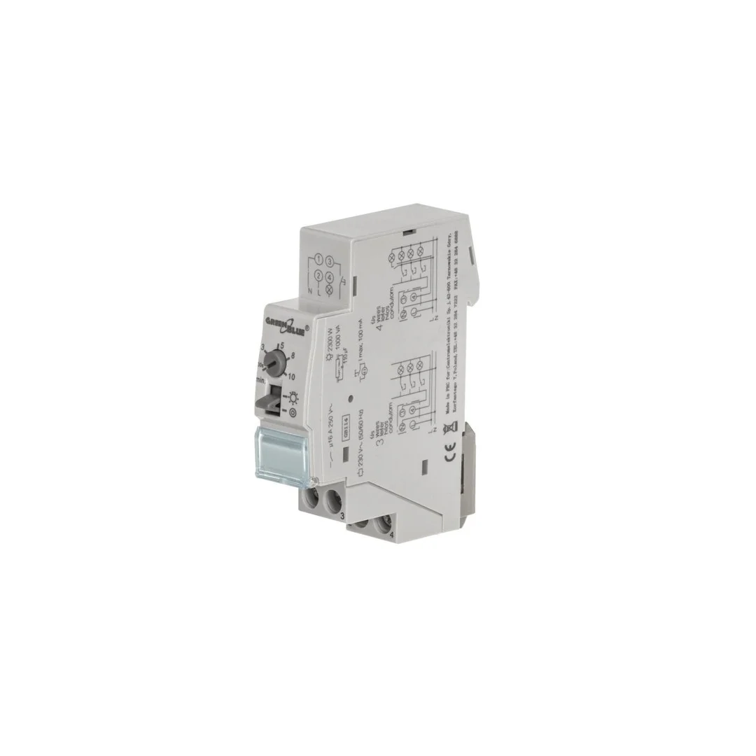 Automat schodowy na szynę DIN GB114 GreenBlue regulacja 30s-10m max 2300 W GB114