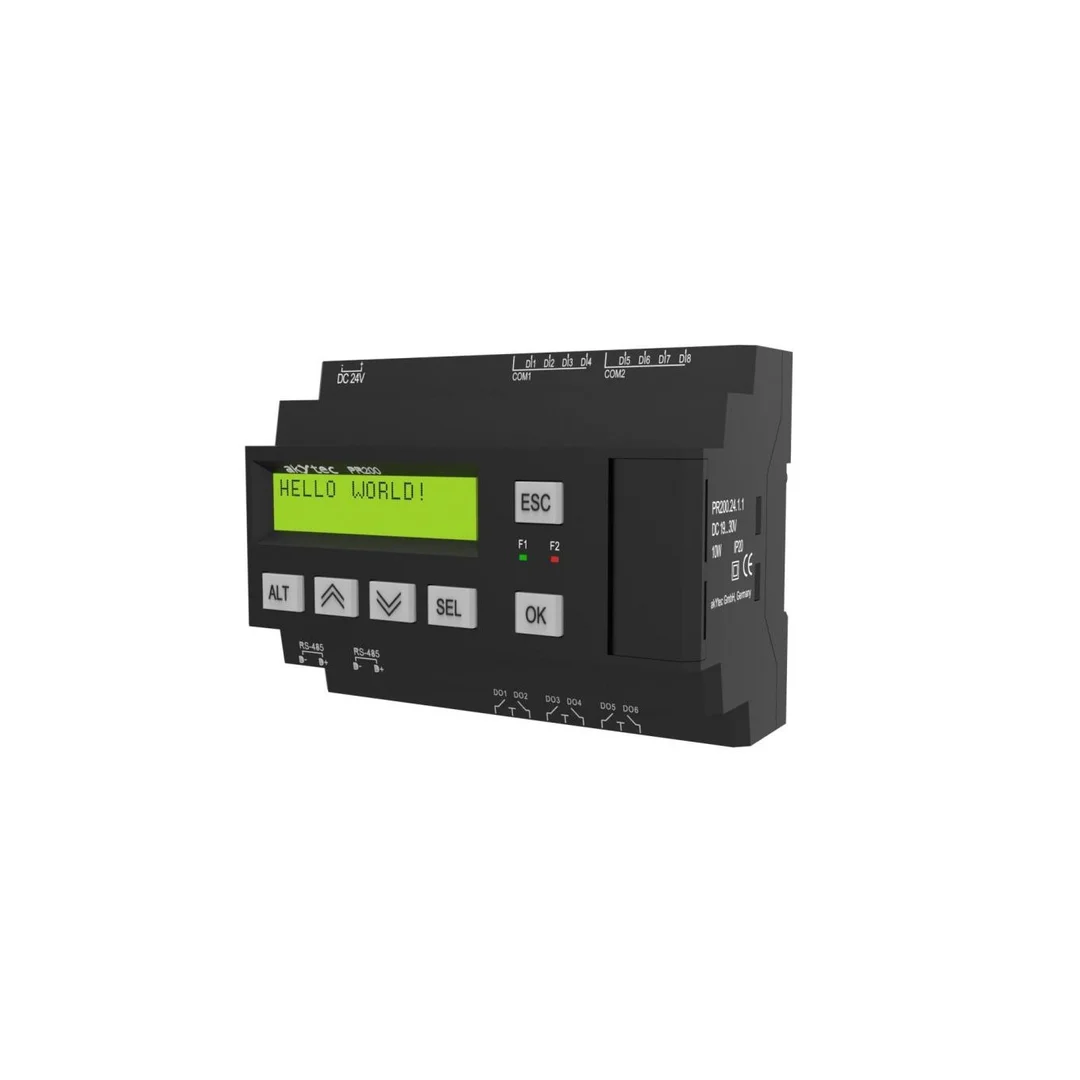 Uniwersalny, programowany sterownik PLC z wyświetlaczem LCD, 8DI, 6DO, RS485, 24 VDC - PR200.24.1.1 55907