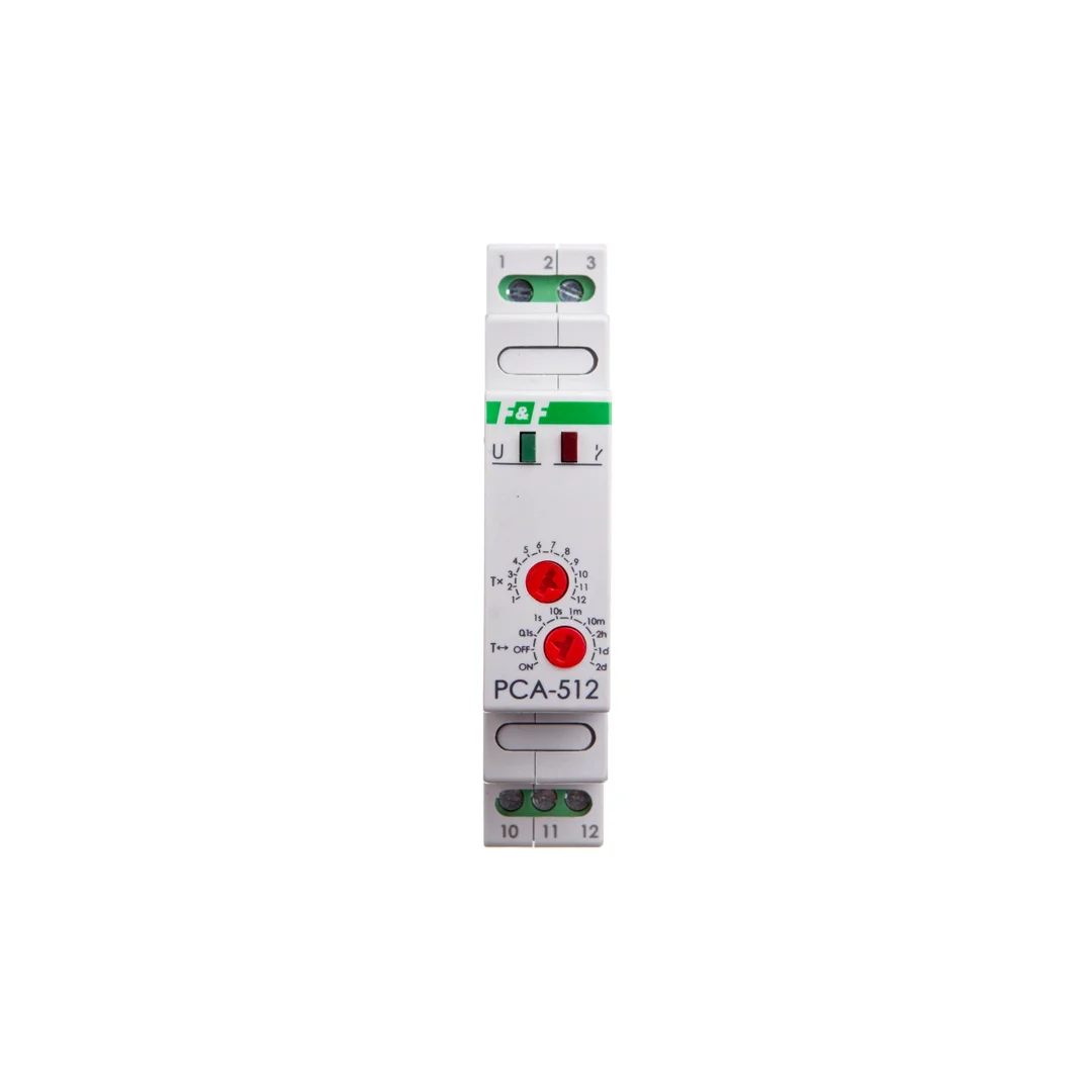 Przekaźnik czasowy 1P 10A 0,1sek-576h 24V AC/DC opóźnione wyłączenie PCA-512-24V