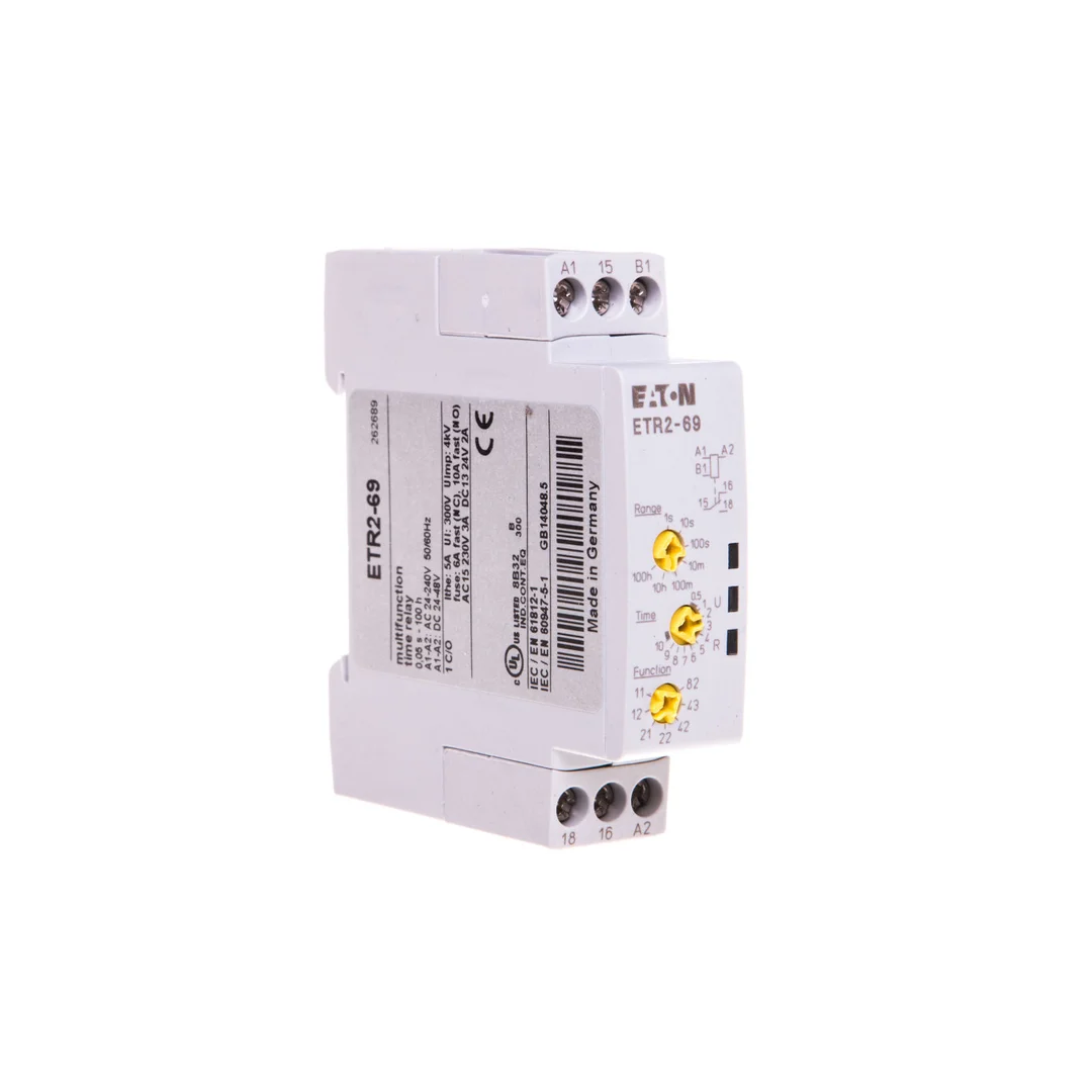 Przekaźnik czasowy 1P 3A 0,05sek-100h 24–240V AC, 24–48V DC wielofunkcyjny ETR2-69 262689