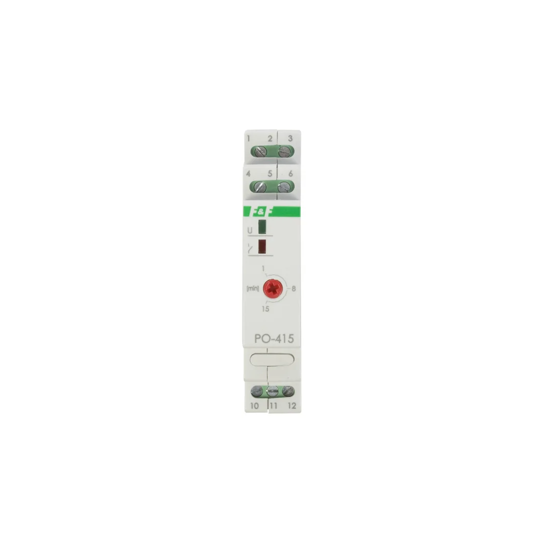 Przekaźnik czasowy 1P 10A 1-15min 230V AC opóźnione odpadanie PO-415 230V