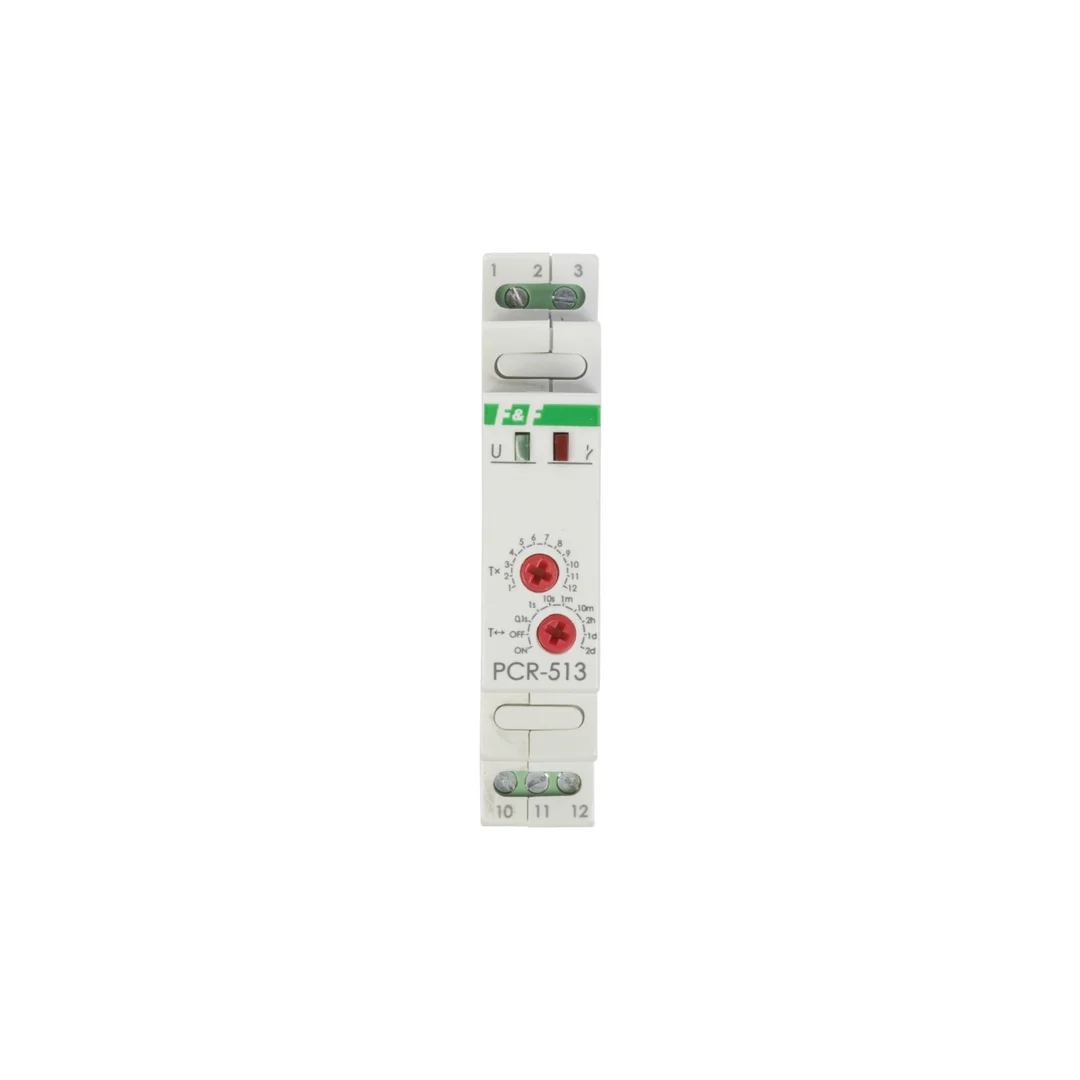 Przekaźnik czasowy 1P 10A 0,1sek-576h 24V AC/DC opóźnione załączenie PCR-513-24V
