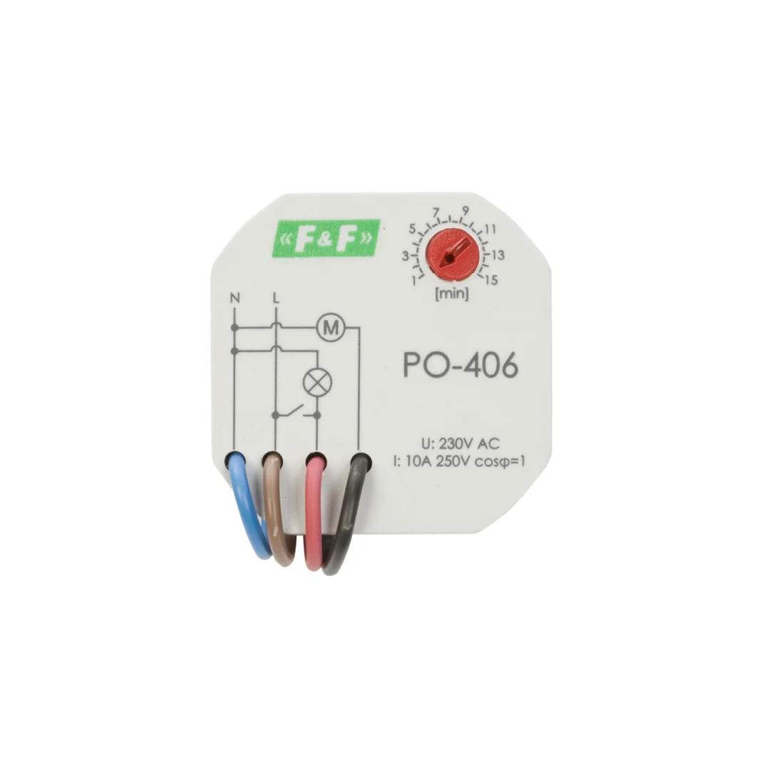 Przekaźnik czasowy 1Z 10A 1-15min 230V AC opóźnione odpadanie PO-406