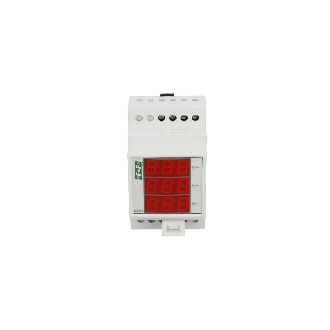 Woltomierz 3-fazowy cyfrowy modułowy 100-300V AC dokładność 1 DMV-3