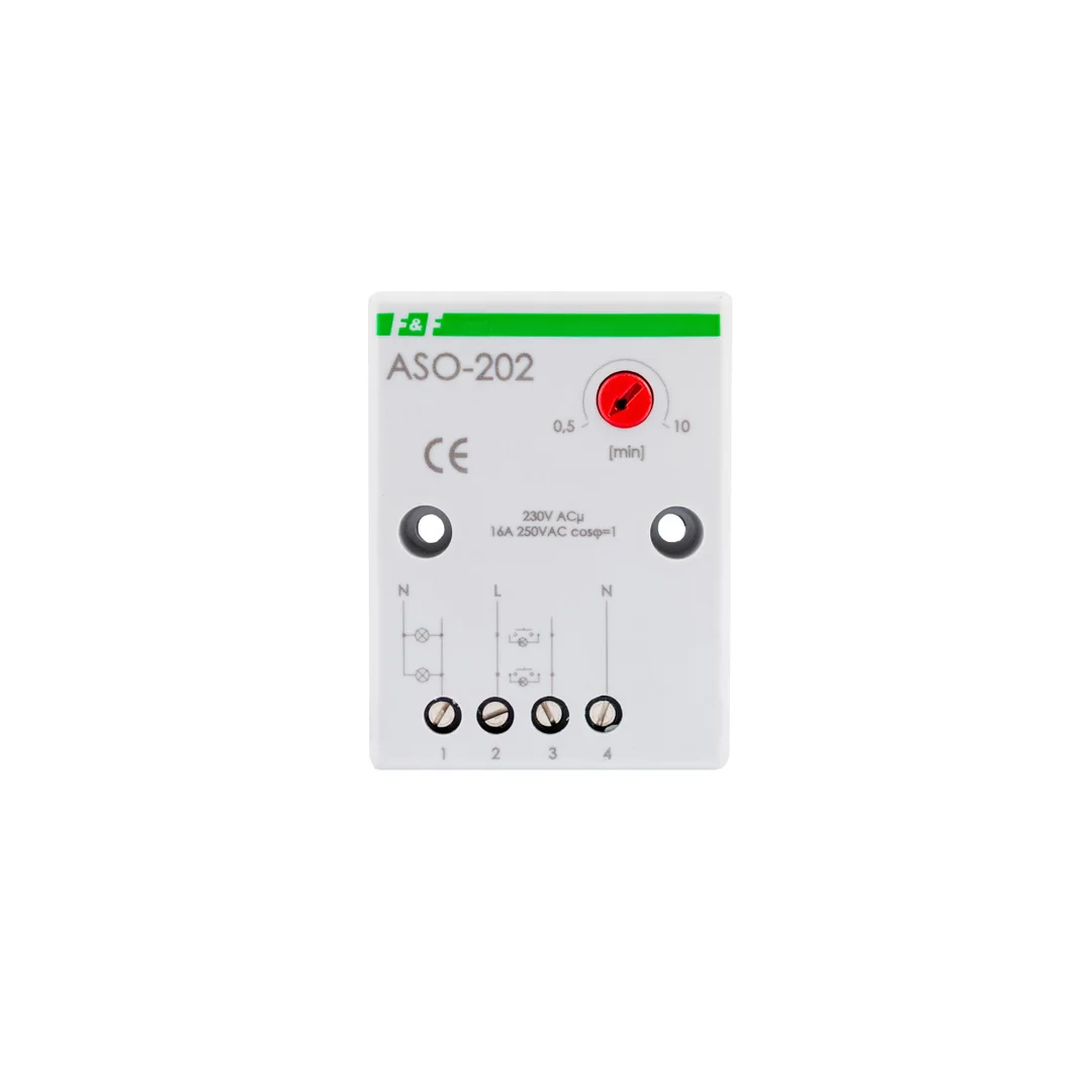 Automat schodowy z przeciwblokadą 16A 0,5-10min 230V AC ASO-202