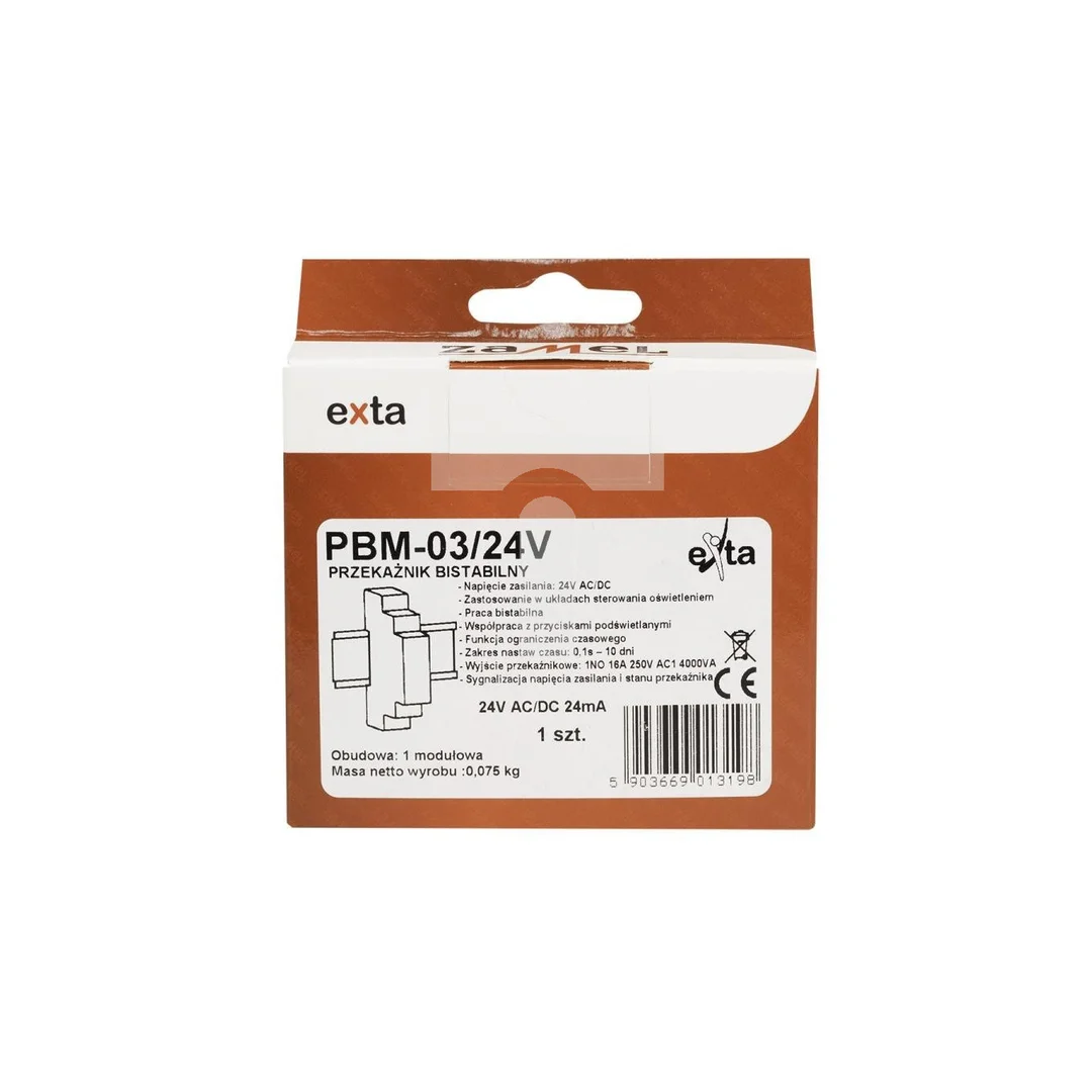 Przekaźnik bistabilny z wyłącznikiem czasowym 24V AC/DC PBM-03/24V EXT10000066