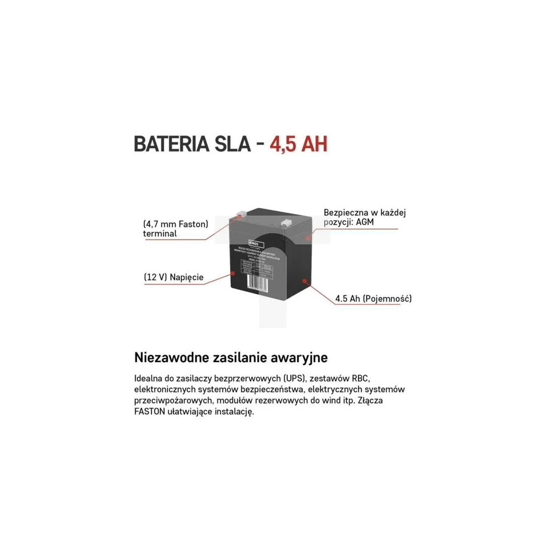 Akumulator VRLA AGM 12V 4,5Ah F4,7 B9653