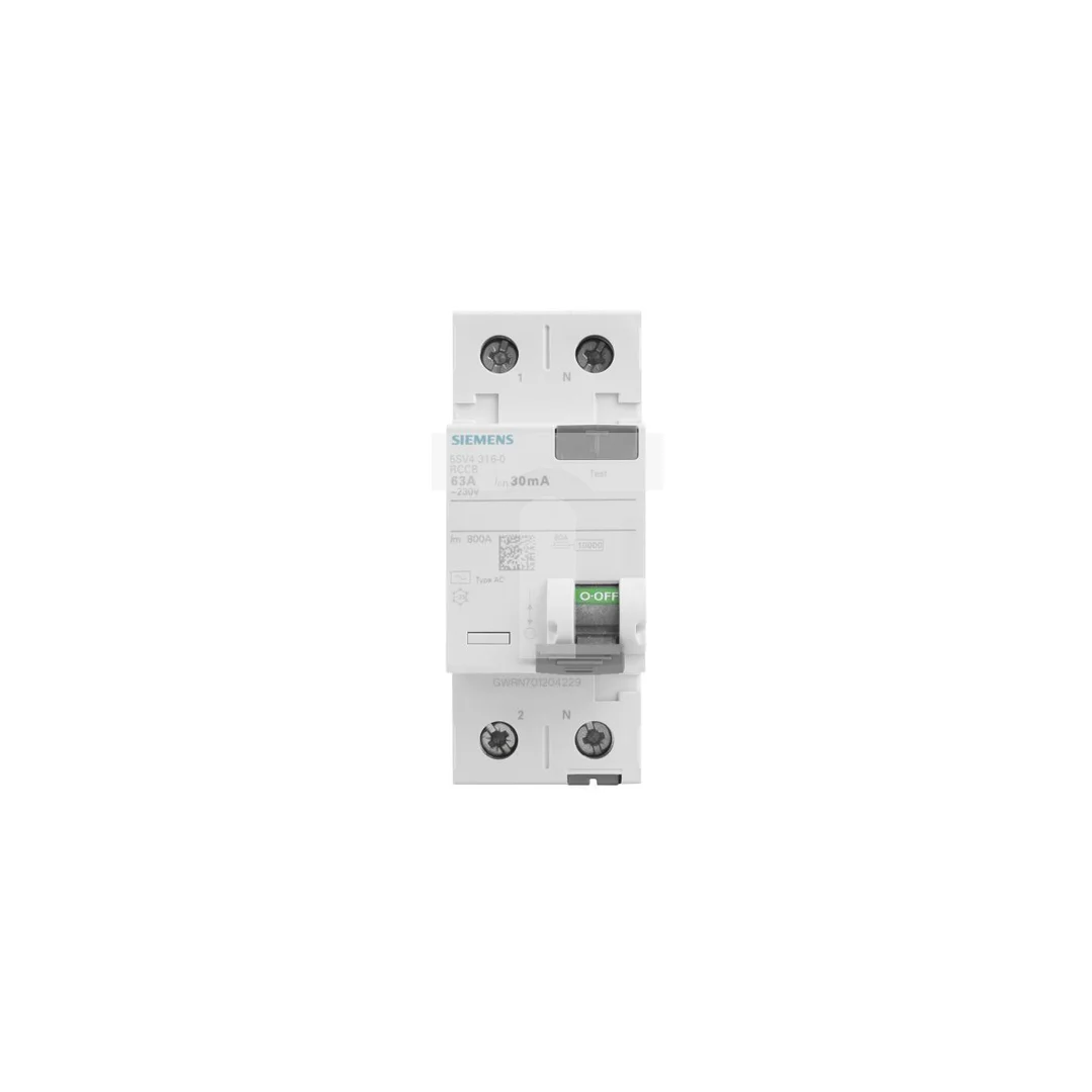 Wyłącznik różnicowoprądowy 2P 63A 0,03A typ AC 30mA 230V 5SV4316-0