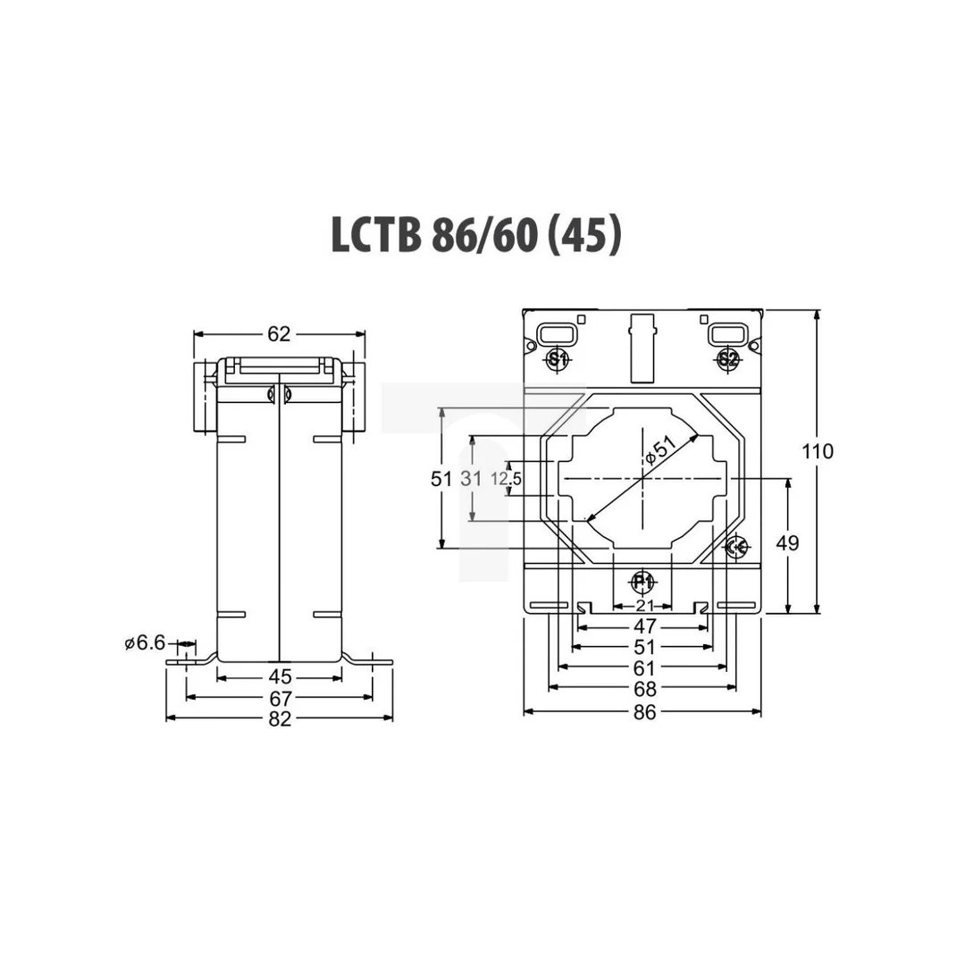 Przekładnik prądowy z otworem na szynę 86/60 (45) 800A/5A klasa 0,5 LCTB 8660450800A55