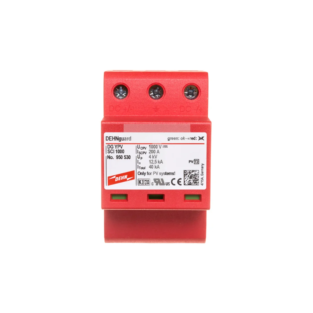 Ogranicznik przepięć Typ 2 do ochrony instalacji PV 1000V DC 3P 12,5kA 4kV DEHNguard compact YPV SCI 1000 950530
