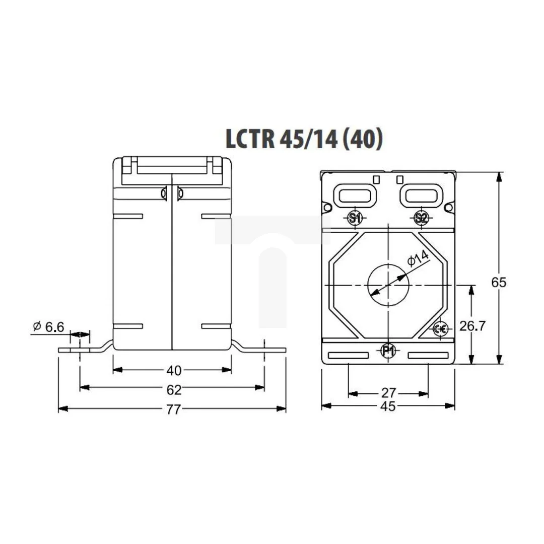 Przekładnik prądowy z okrągłym otworem 45/14 (40) 50A/5A klasa 1 LCTR 4514400050A51