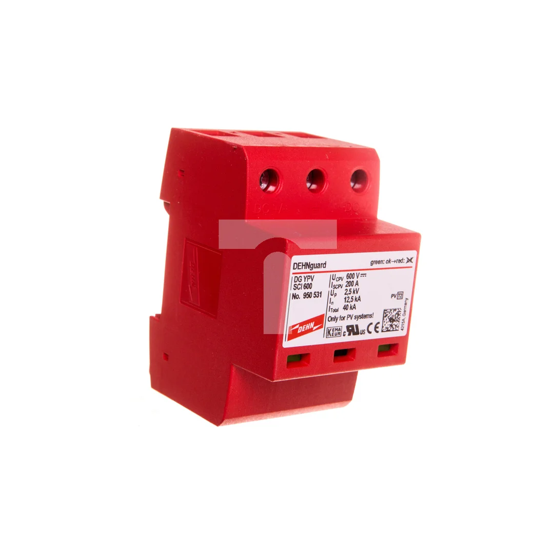 Ogranicznik przepięć C Typ 2 do ochrony instalacji PV 600V DC 3P 12,5kA 2,5kV DEHNguard compact YPV SCI 600 950531