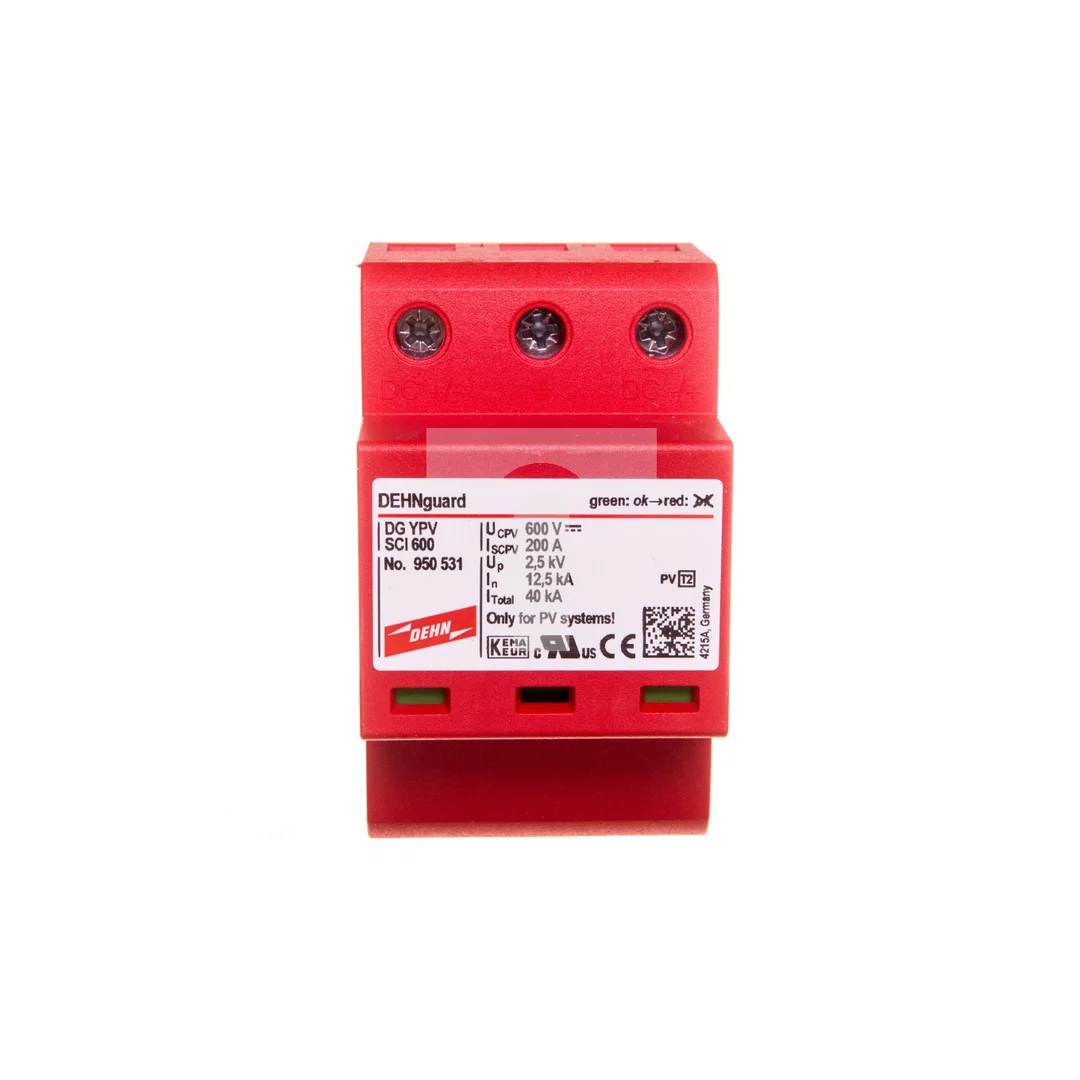 Ogranicznik przepięć C Typ 2 do ochrony instalacji PV 600V DC 3P 12,5kA 2,5kV DEHNguard compact YPV SCI 600 950531