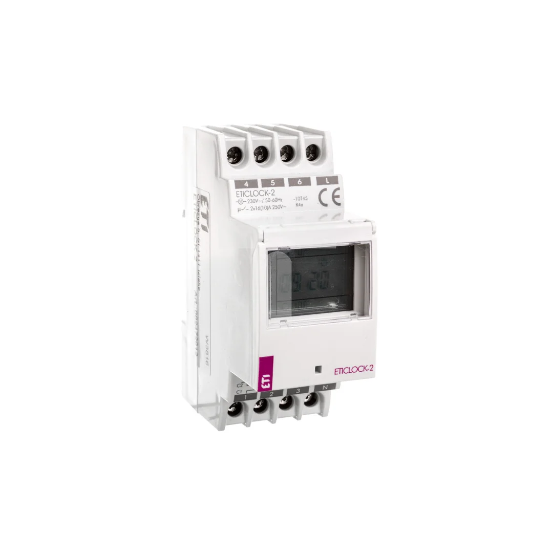 Zegar sterujący cyfrowy 2-kanałowy 16A 230V AC dobowy/tygodniowy ETICLOCK-2 002472012