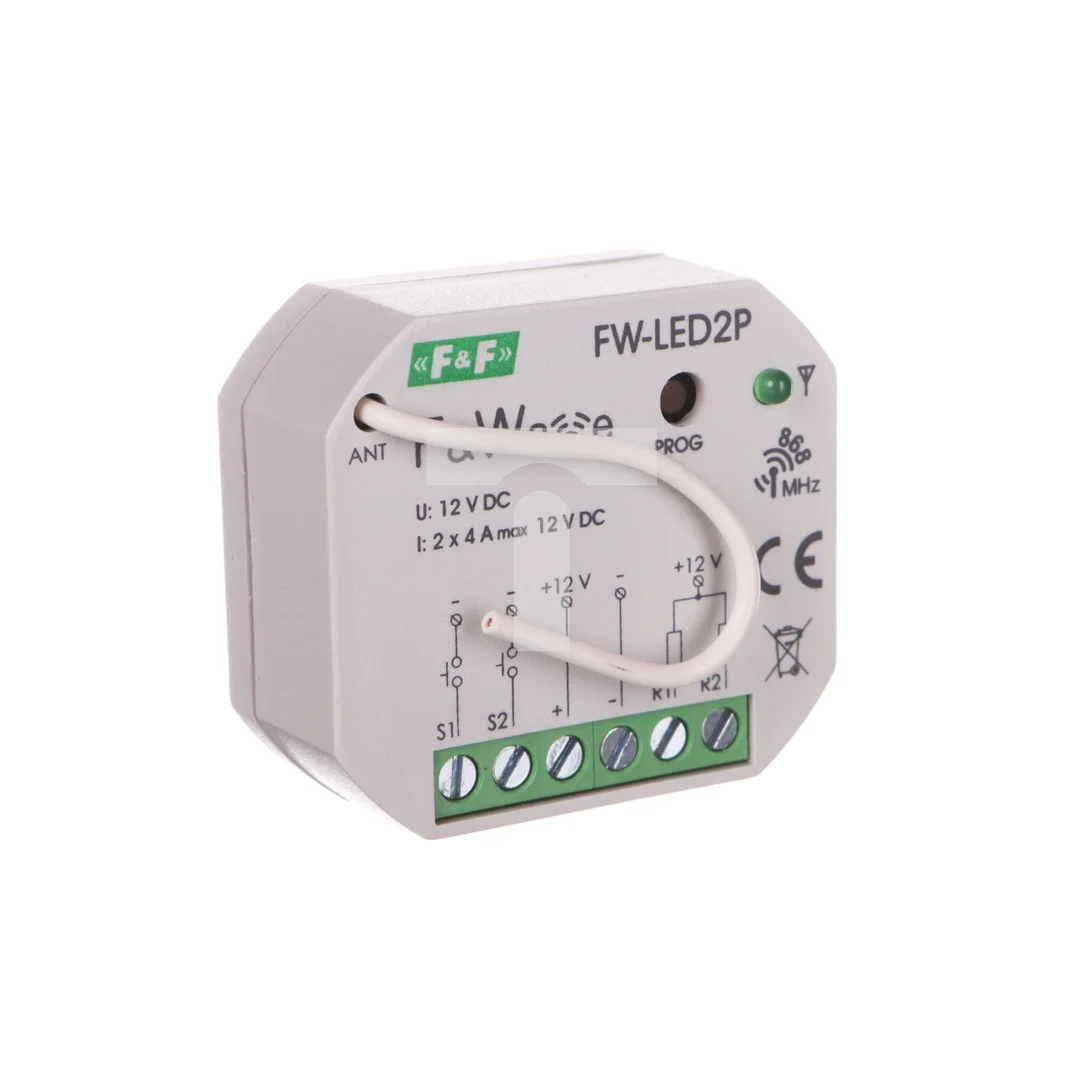 Radiowy dwukanałowy sterownik LED 12V - montaż p/t 10-16V DC FiWave FW-LED2P
