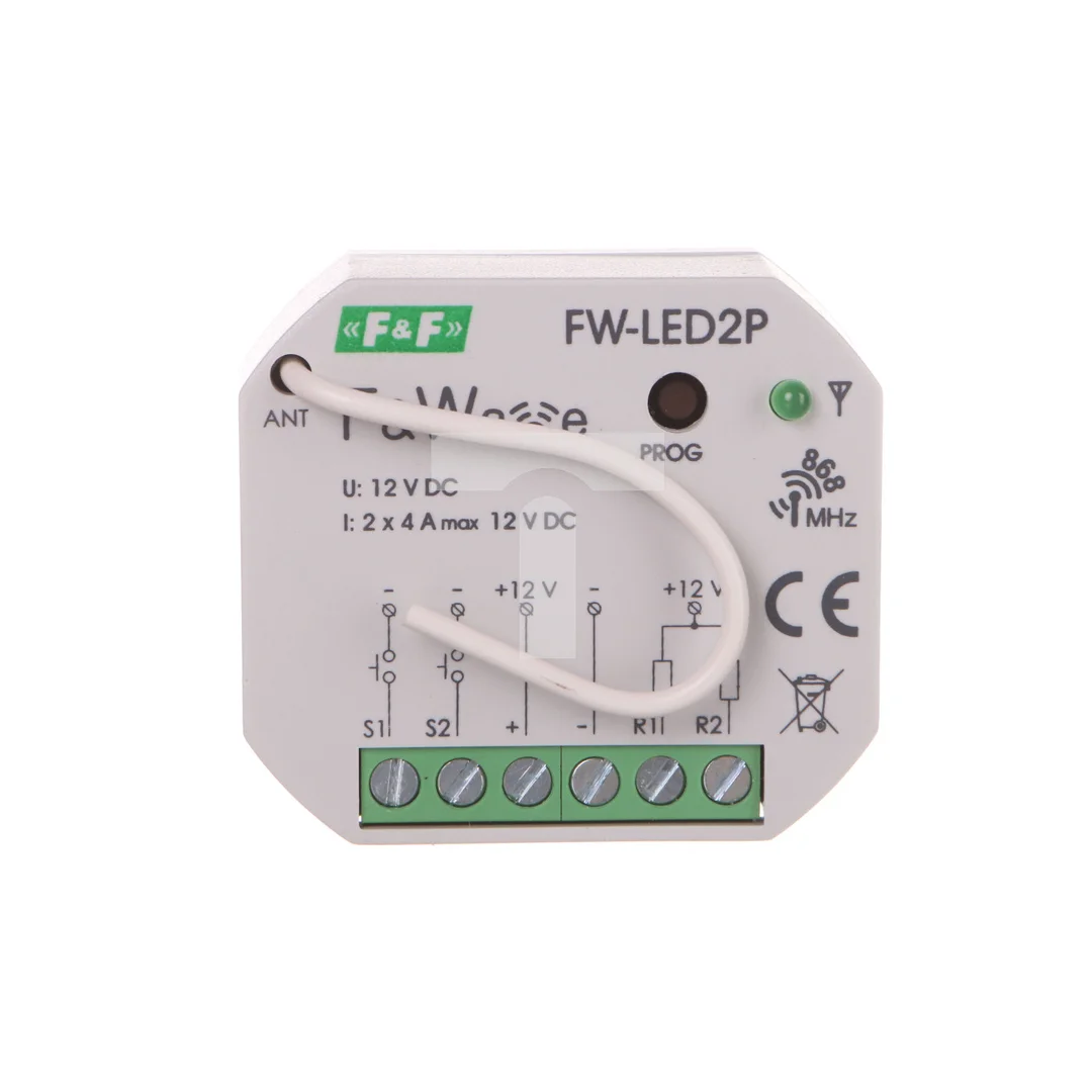 Radiowy dwukanałowy sterownik LED 12V - montaż p/t 10-16V DC FiWave FW-LED2P