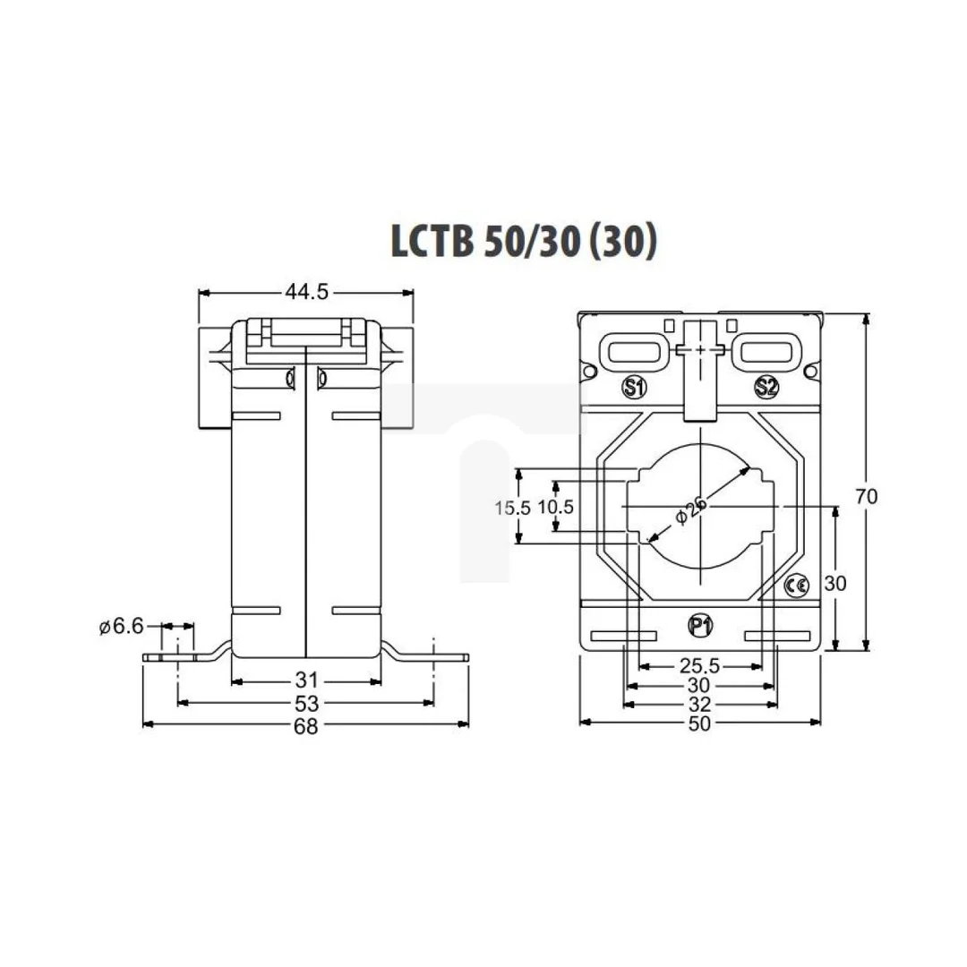 Przekładnik prądowy z otworem na szynę 50/30 (30) 125/5A klasa 05 LCTB 5030300125A55
