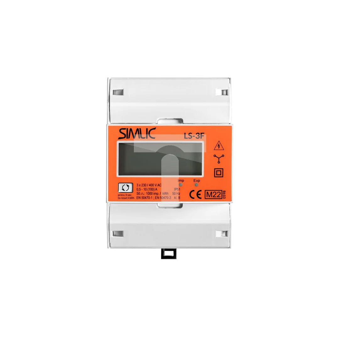 Licznik energii elektrycznej 3-fazowy 100A 3x230/400V z wyświetlaczem SIMLIC LS-3F MID 85402010