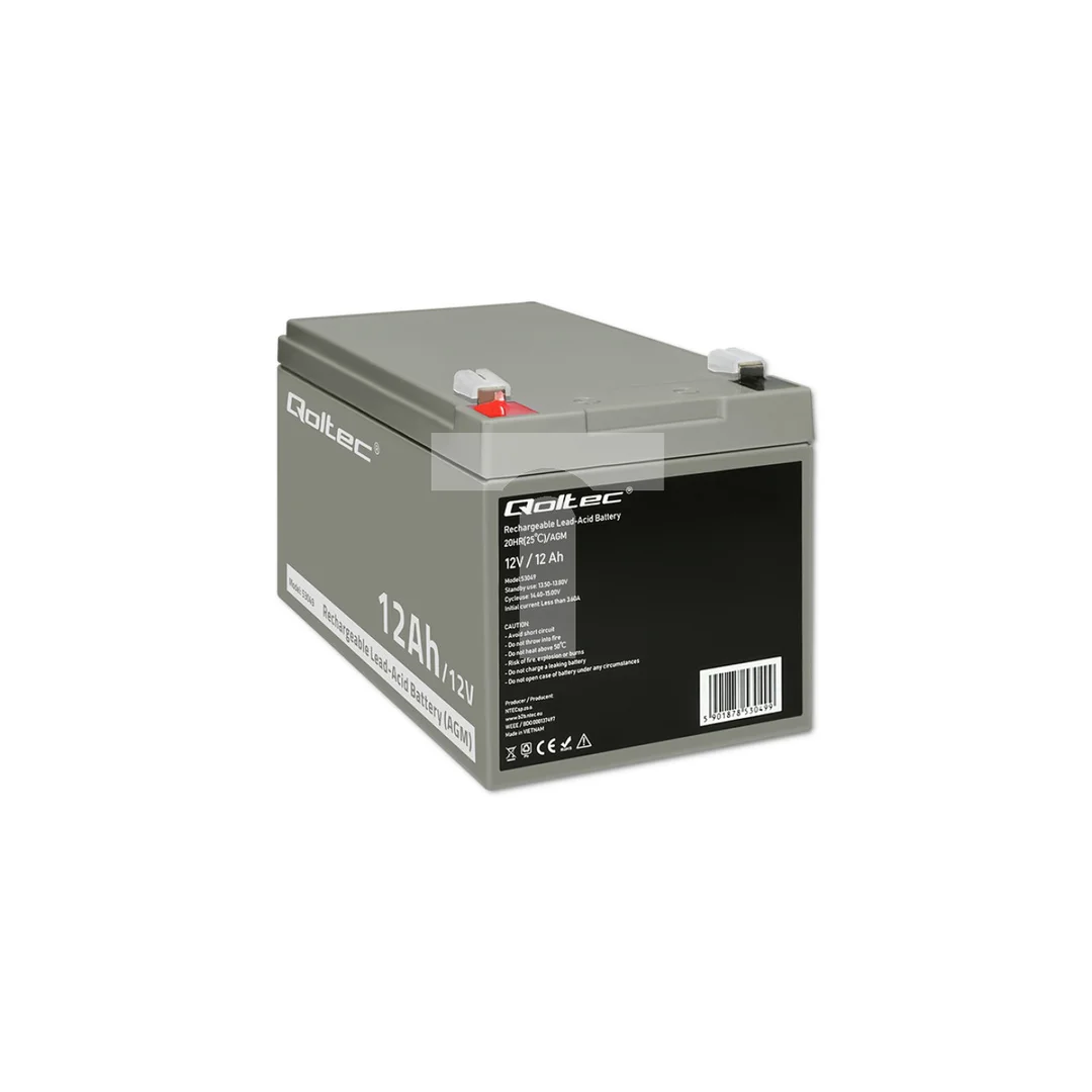 Qoltec Akumulator AGM 12V 12Ah Bezobsługowy Wydajny LongLife do UPS, security