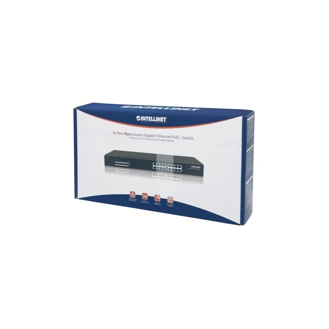 Switch Gigabit 16x 1000Mbps RJ45 PoE/PoE+ 220W Rack 19 560993