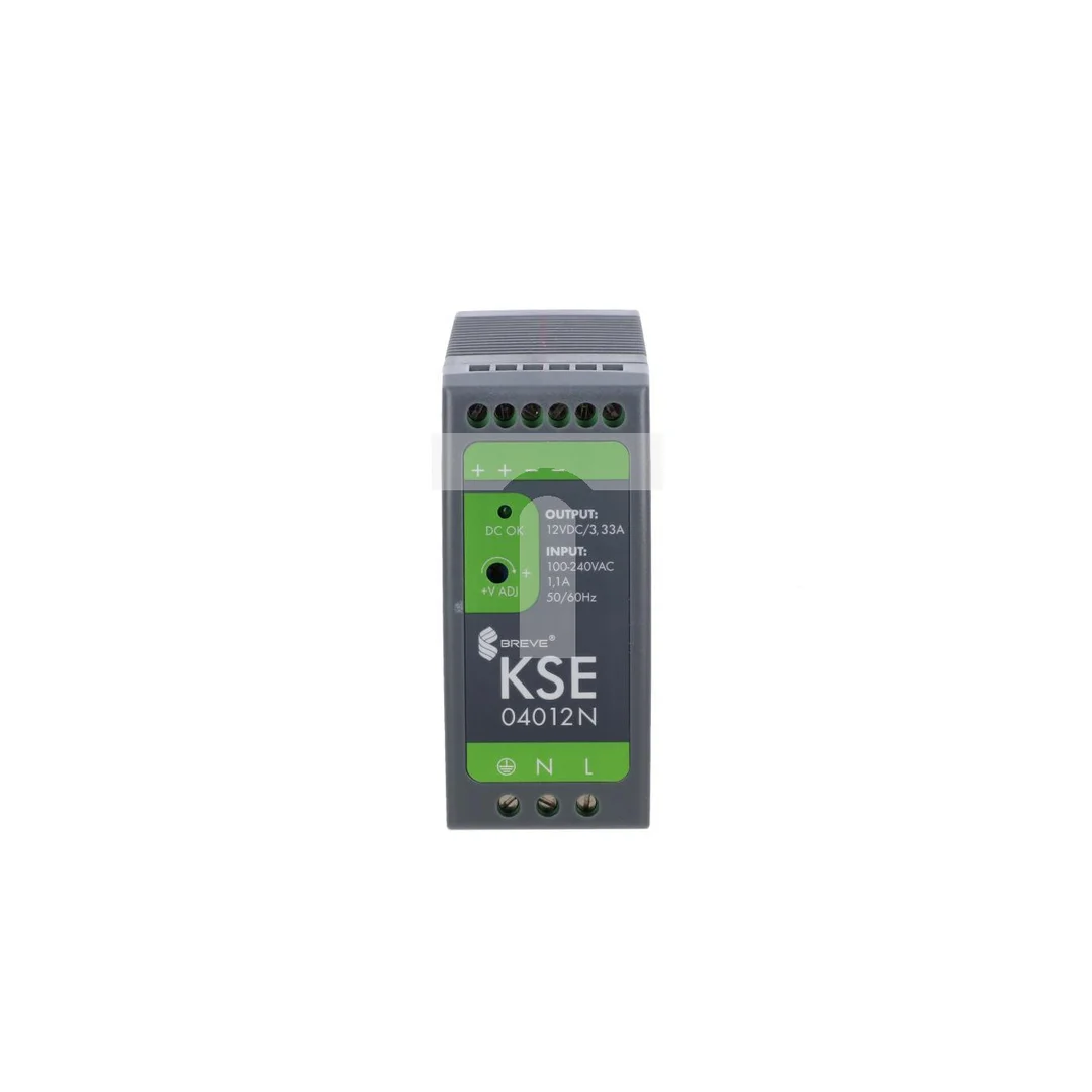 Zasilacz impulsowy KSE 04012P 230/ 12VDC 3,3A 40W na szynę DIN, Uzas: 85-264VAC, Ta70, 18912-9990