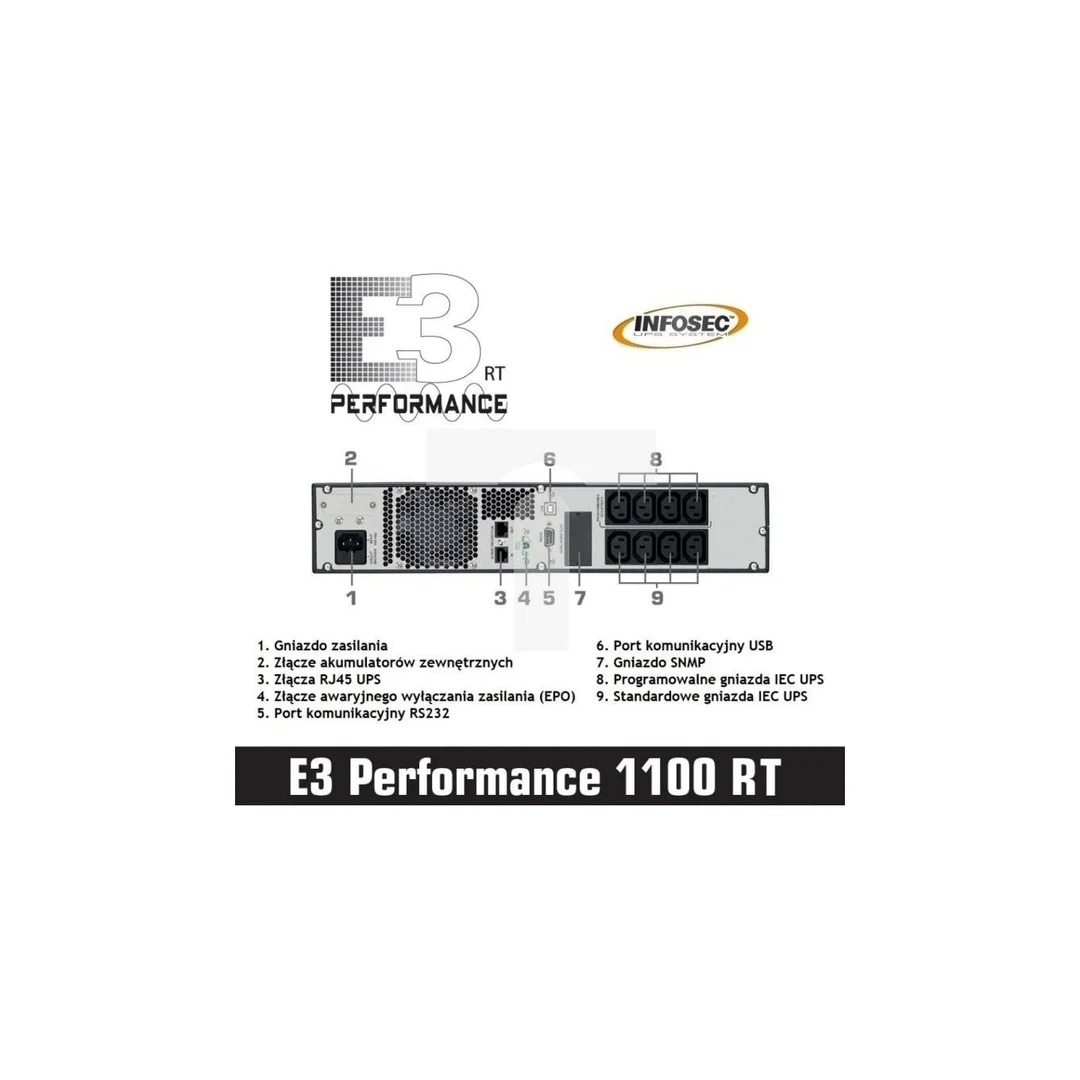 Zasilacz awaryjny UPS 1100VA E3 Performance 1100 RT Infosec