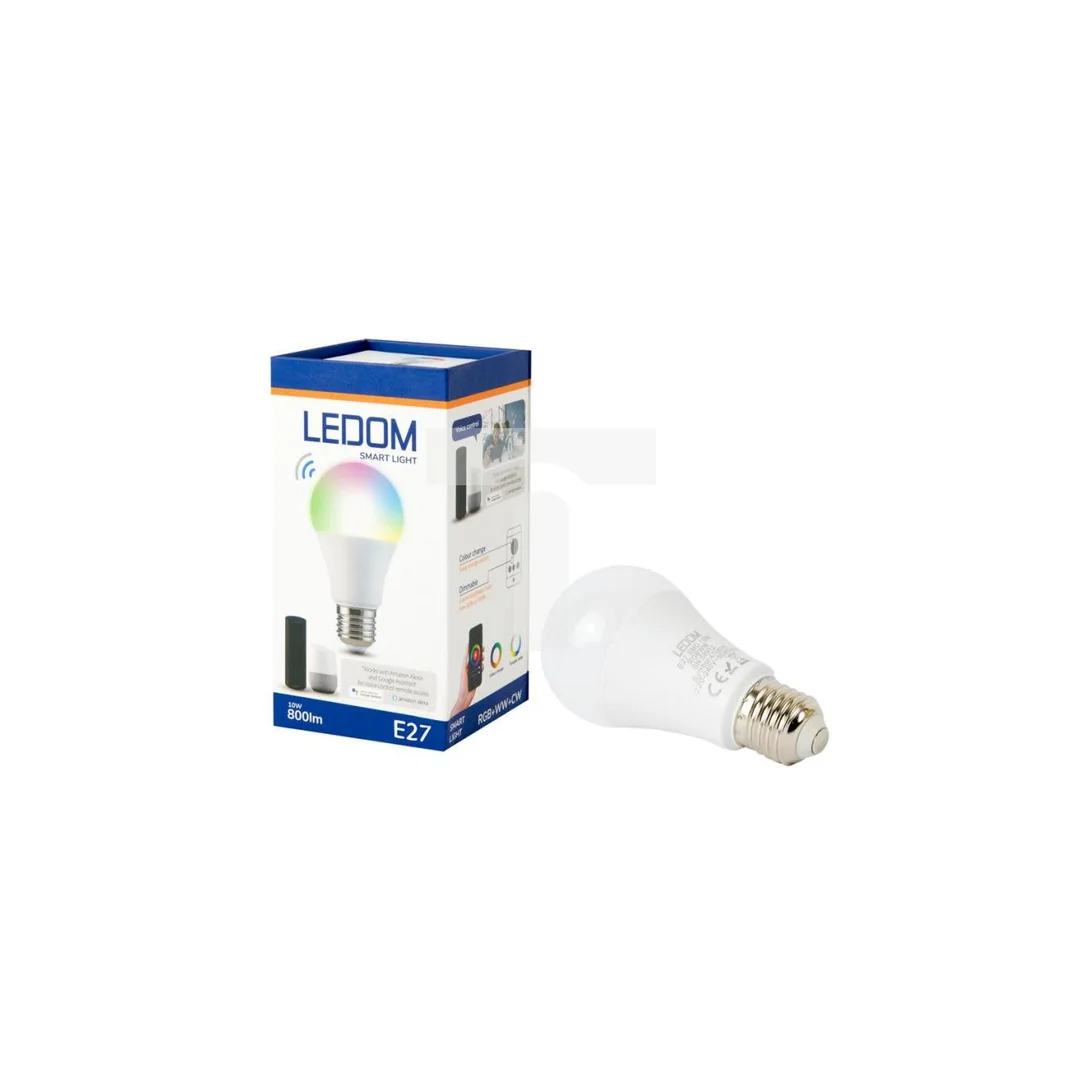 Żarówka LED E27 10W RGB kolorowa sterowanie TUYA 230V A60