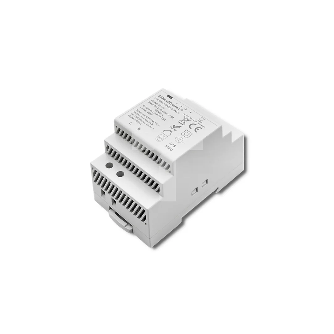 Qoltec Zasilacz na szynę DIN 60W 24V 2.5A Szary